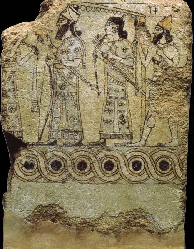 Who brought the soldiers from the Assyrian Naxi dial II, unknow artist